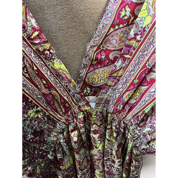 Boho Paisley Print Maxi Dress Kimono Sleeve Tassel V Neck Beach Cover Up - Picture 11 of 12